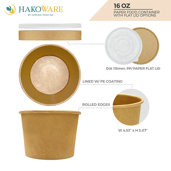8oz Kraft Paper Food Container — HAKOWARE by Harvest Pack Inc